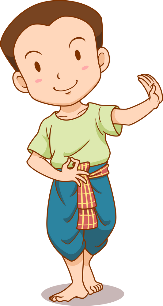 Cartoon traditional Thai dancer boy.